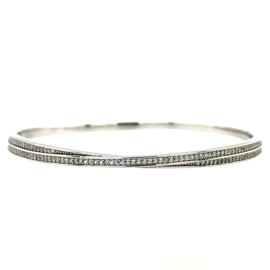 Sterling Silver CZ Twist Bangle GL2043