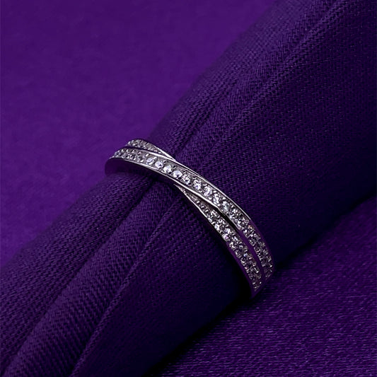 Sterling Silver CZ Crossover Ring GL2044