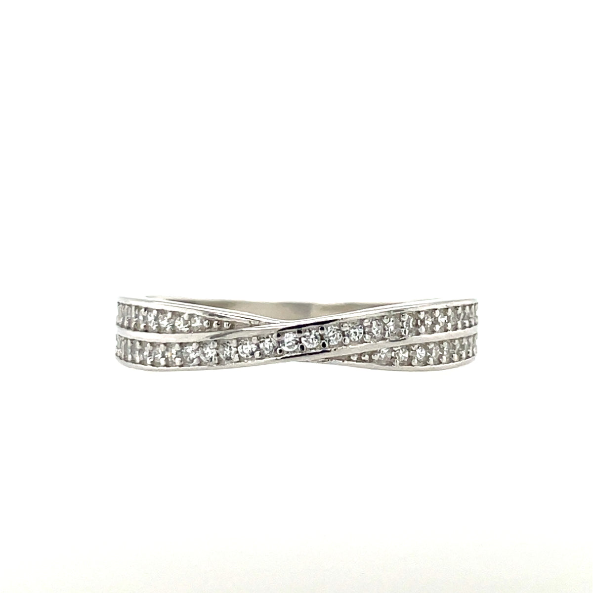 Sterling Silver CZ Crossover Ring GL2044