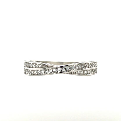 Sterling Silver CZ Crossover Ring GL2044