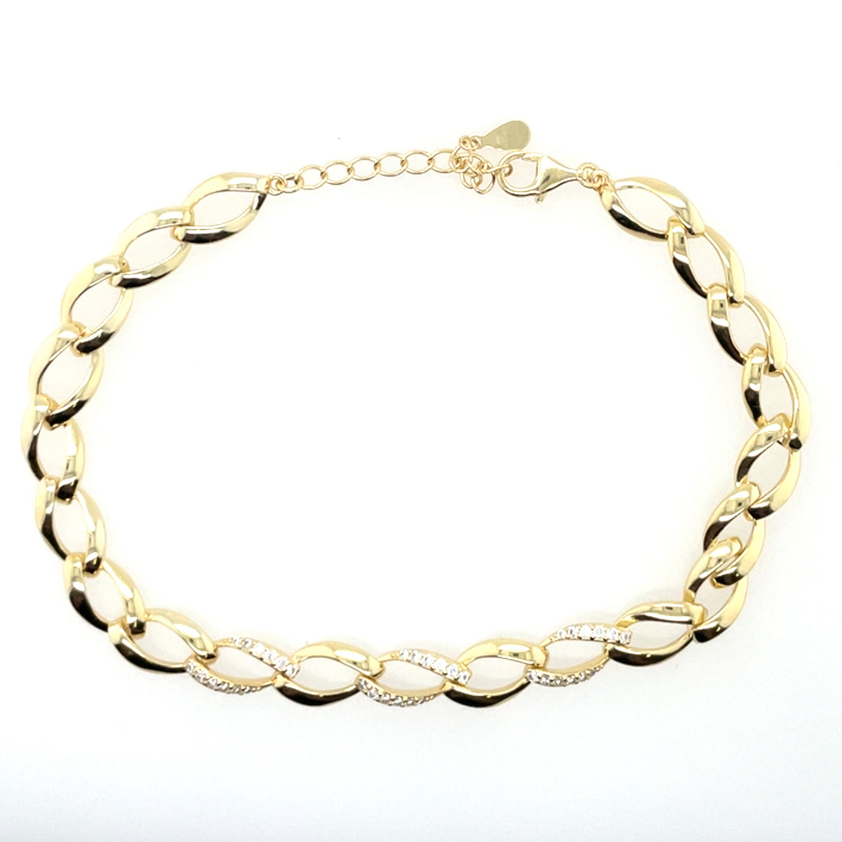 Gold-plated Silver Open Curb CZ Bracelet GL2072
