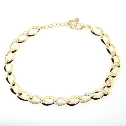Gold-plated Silver Open Curb CZ Bracelet GL2072