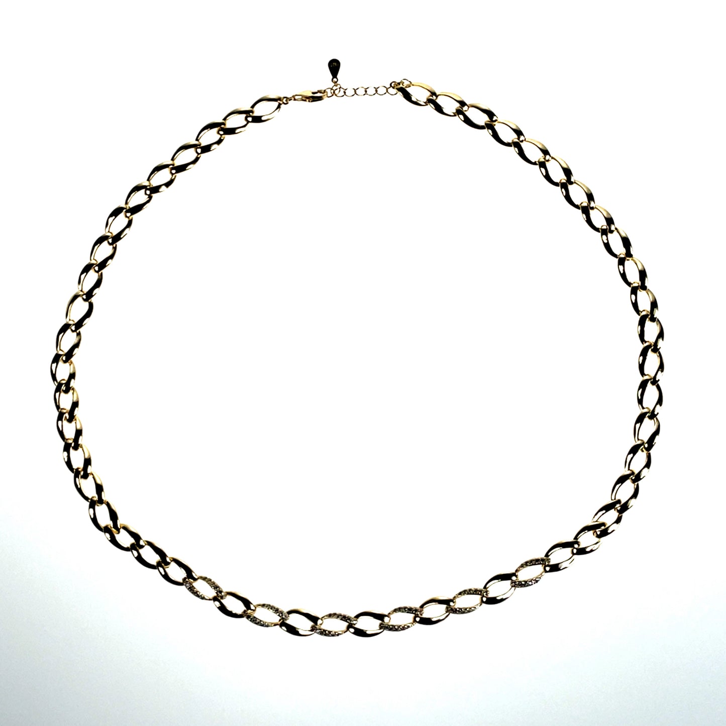 Silver Gold-plated CZ Curb Chain Necklet GL2073
