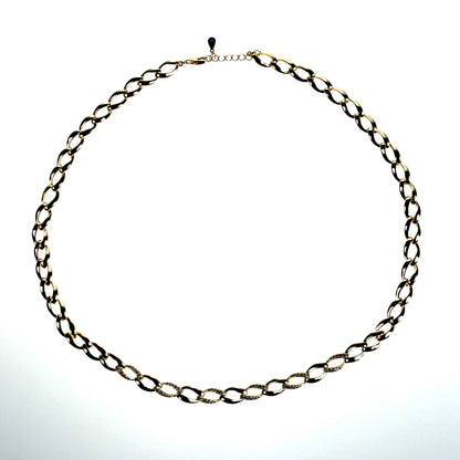 Silver Gold-plated CZ Curb Chain Necklet GL2073