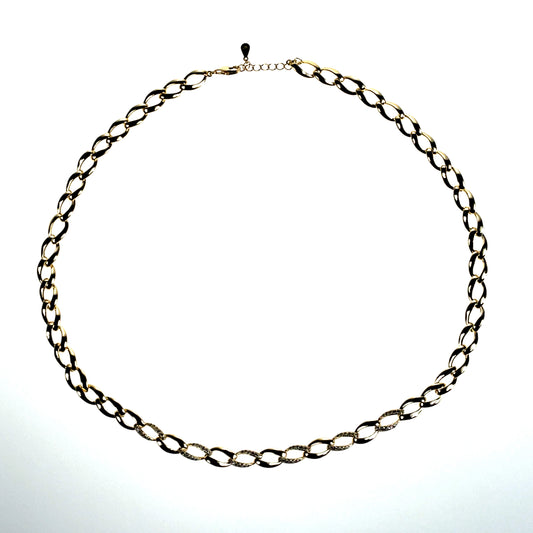 Silver Gold-plated CZ Curb Chain Necklet GL2073