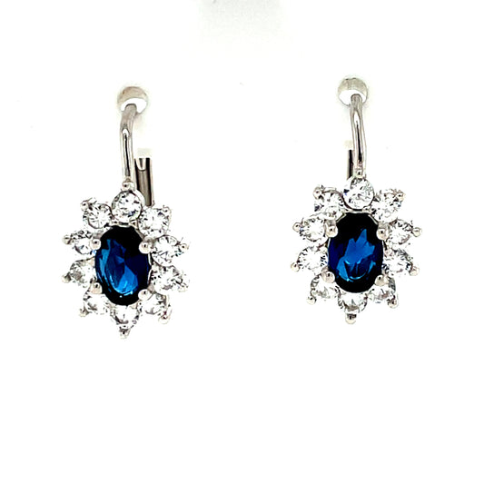 Sterling Silver Blue CZ Cluster Earrings GL2087BL