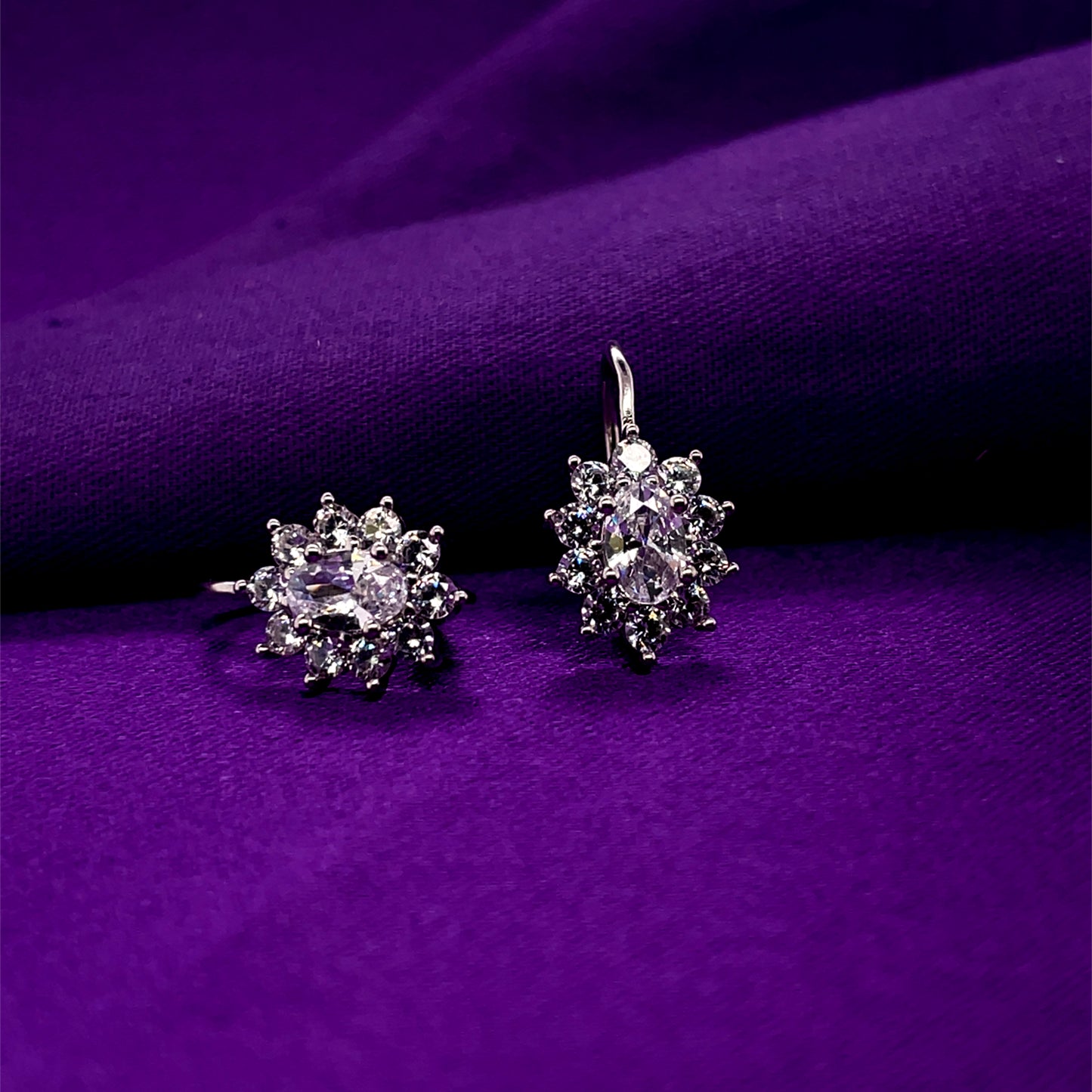 Sterling Silver CZ Cluster Earrings GL2087