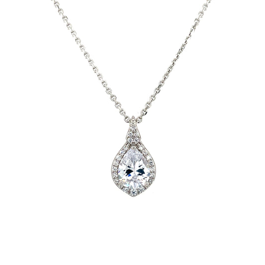 Sterling Silver CZ Teardrop Pendant GL2091