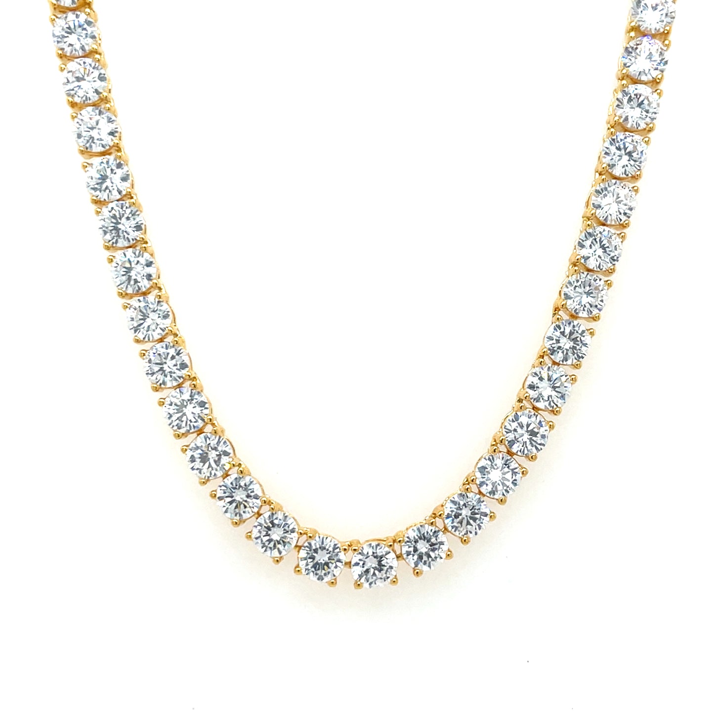 Silver Gold-plated 4mm CZ Tennis Line Necklet GL2100