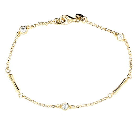 Gold-plated Silver CZ & Bars Bracelet GL2173