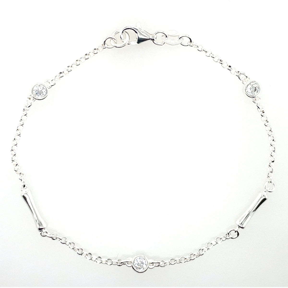 Sterling Silver CZ & Bars Bracelet GL2174