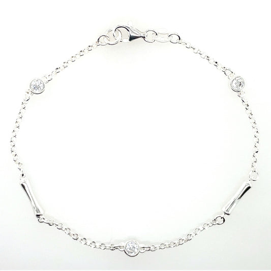 Sterling Silver CZ & Bars Bracelet GL2174