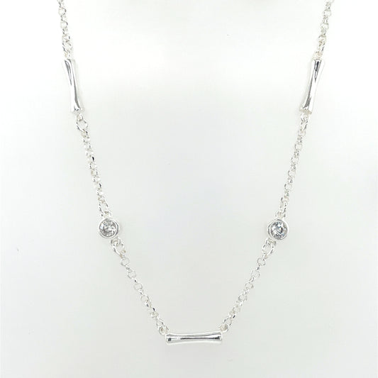 Sterling Silver CZ & Bars Necklace GL2175