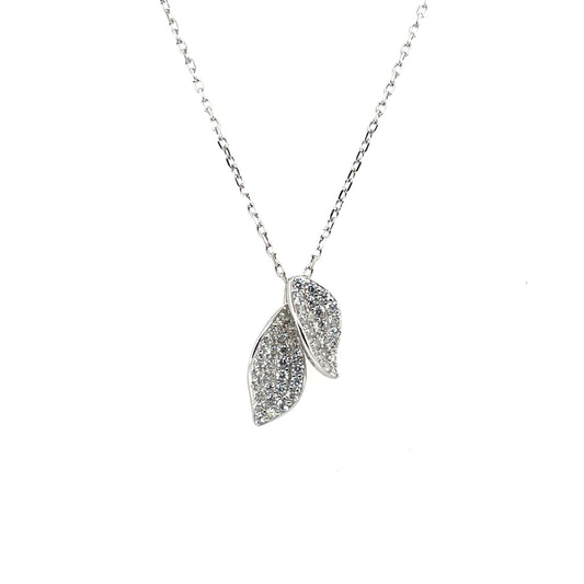 Sterling Silver CZ Leaf Pendant GL2274