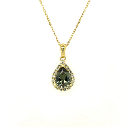 Gold-plated Silver Green CZ Pendant & Earring Set GL2294