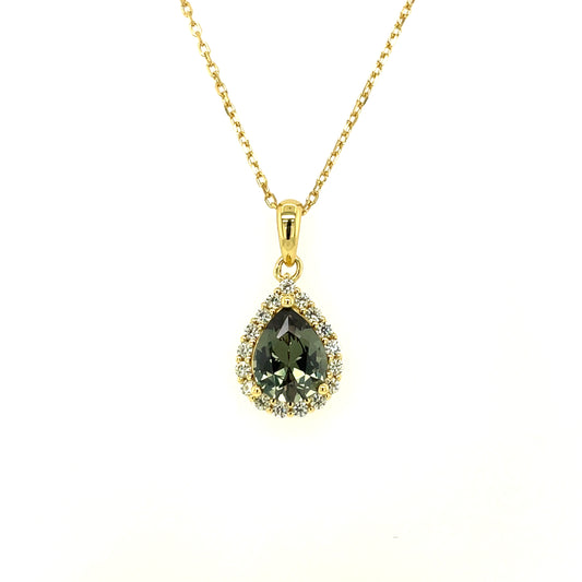 Gold-plated Silver Green CZ Pendant & Earring Set GL2294