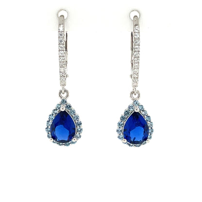 Sterling Silver Blue CZ Pendant & Earring Set GL2295