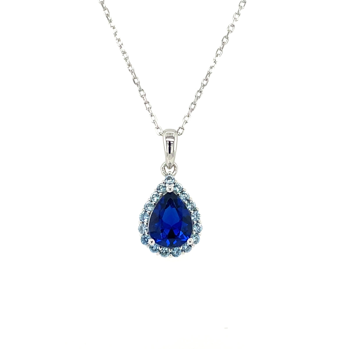 Sterling Silver Blue CZ Pendant & Earring Set GL2295
