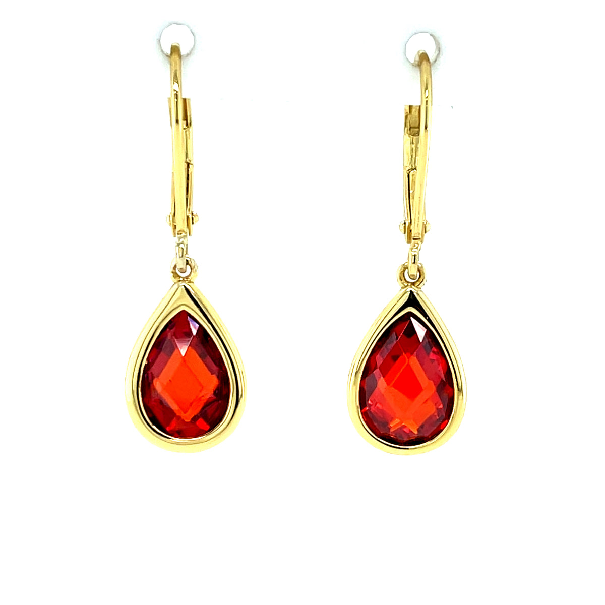 Gold-plated Silver Garnet CZ Teardrop Earrings GL2303E