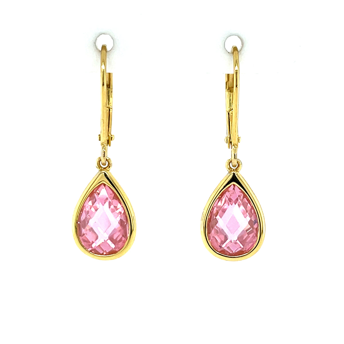 Gold-plated Silver Pink CZ Teardrop Earrings GL2305E