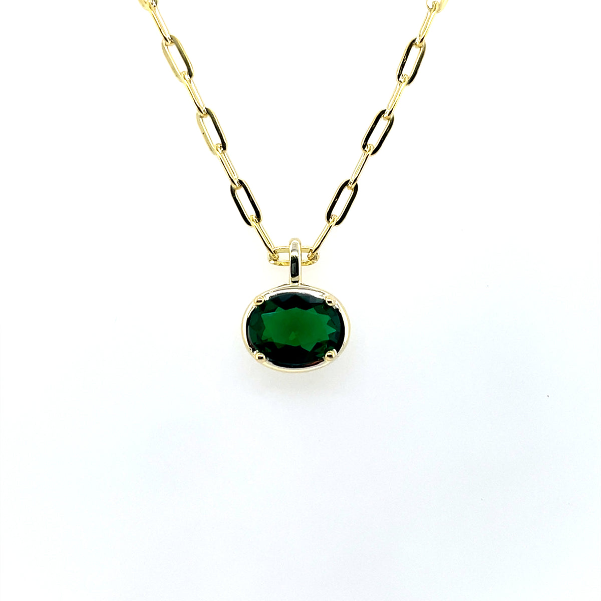 Gold Plated Silver Emerald CZ Pendant GL2334