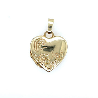 9ct Gold Engraved Heart Locket GL045 D
