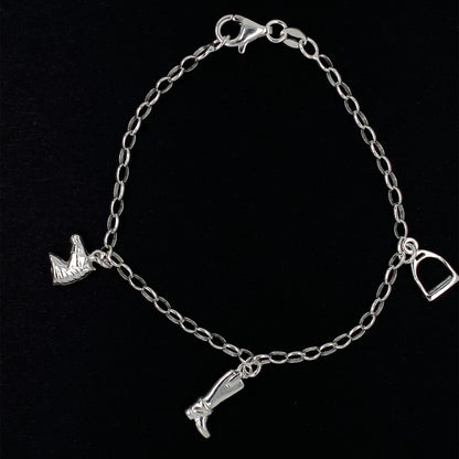 Sterling Silver Horse Charm Bracelet GL677