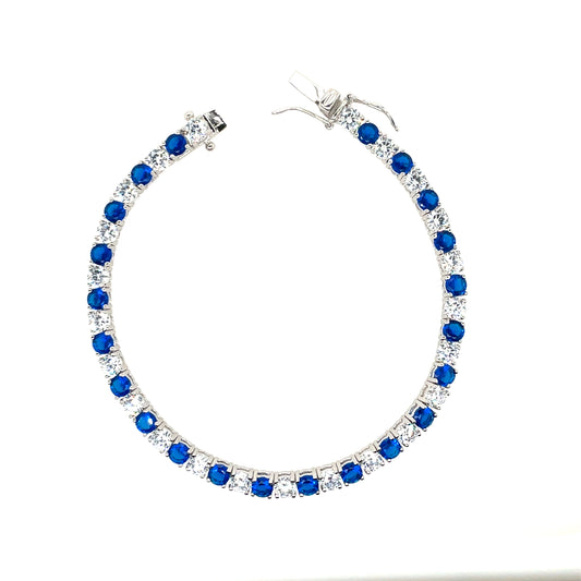 Sterling Silver 4mm Blue CZ Tennis Bracelet GL696BL