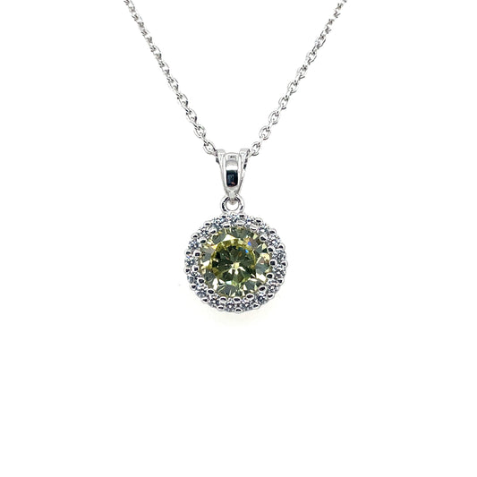 Sterling Silver Peridot CZ Halo Pendant GL701PD