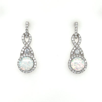 Sterling Silver Opal CZ Pendant & Earring Set GL967