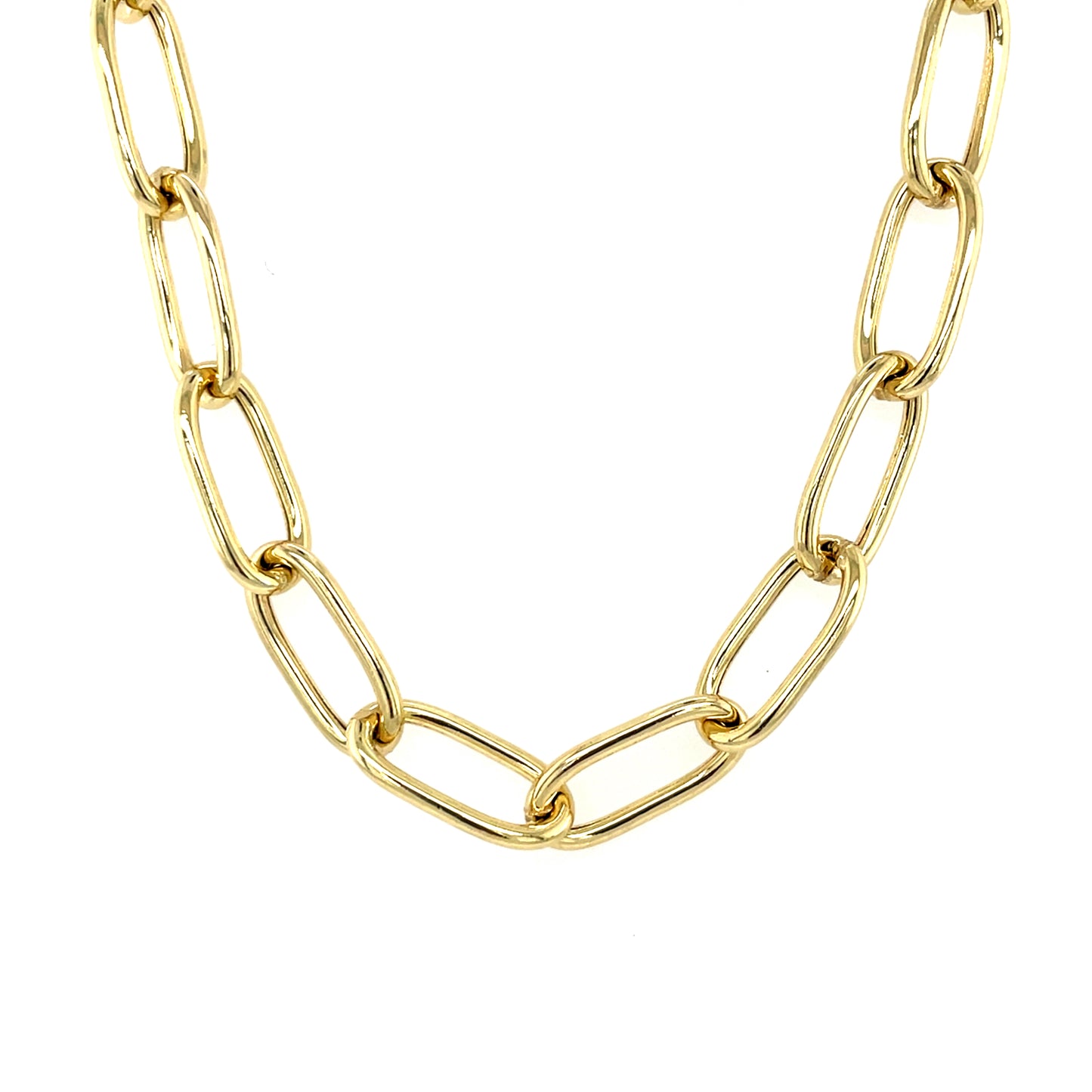 Silver Gold-plated Oblong Link Chain 45cm GL1592