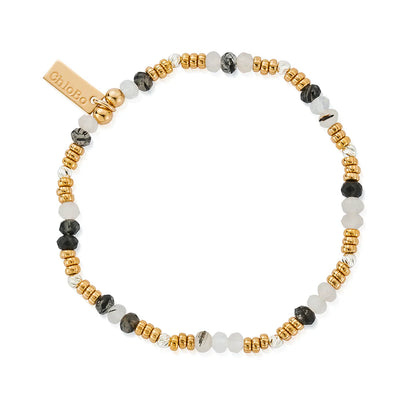 ChloBo Power Within Stone of Empowerment Black Rutilated Quartz Bracelet Gold & Silver