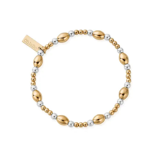 ChloBo Sterling Silver/Gold plated  Cute Oval Layering Bracelet