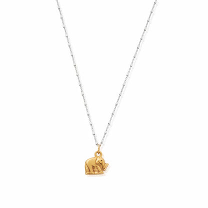 ChloBo Mixed Metal Delicate Cube Chain Elephant Necklace