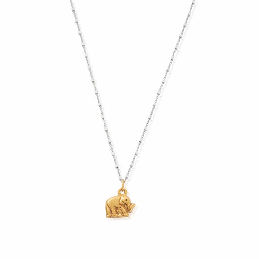 ChloBo Mixed Metal Delicate Cube Chain Elephant Necklace