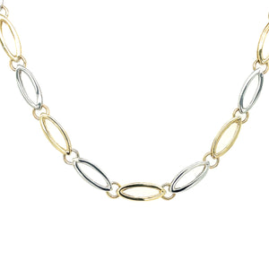9ct Gold Two-tone Open Eye Link Necklet GN182