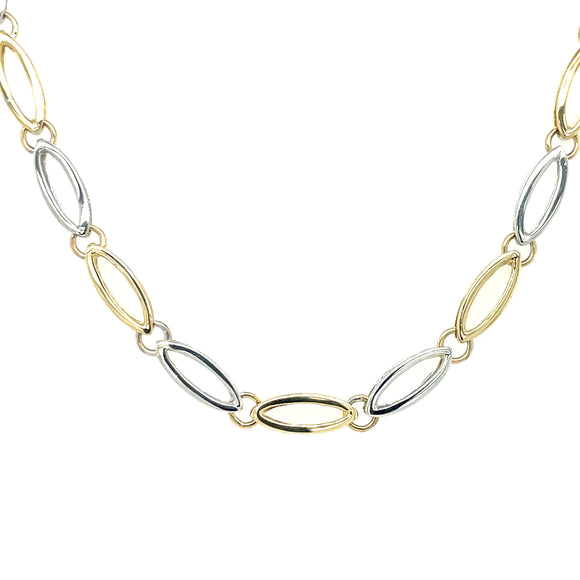 9ct Gold Two-tone Open Eye Link Necklet GN182