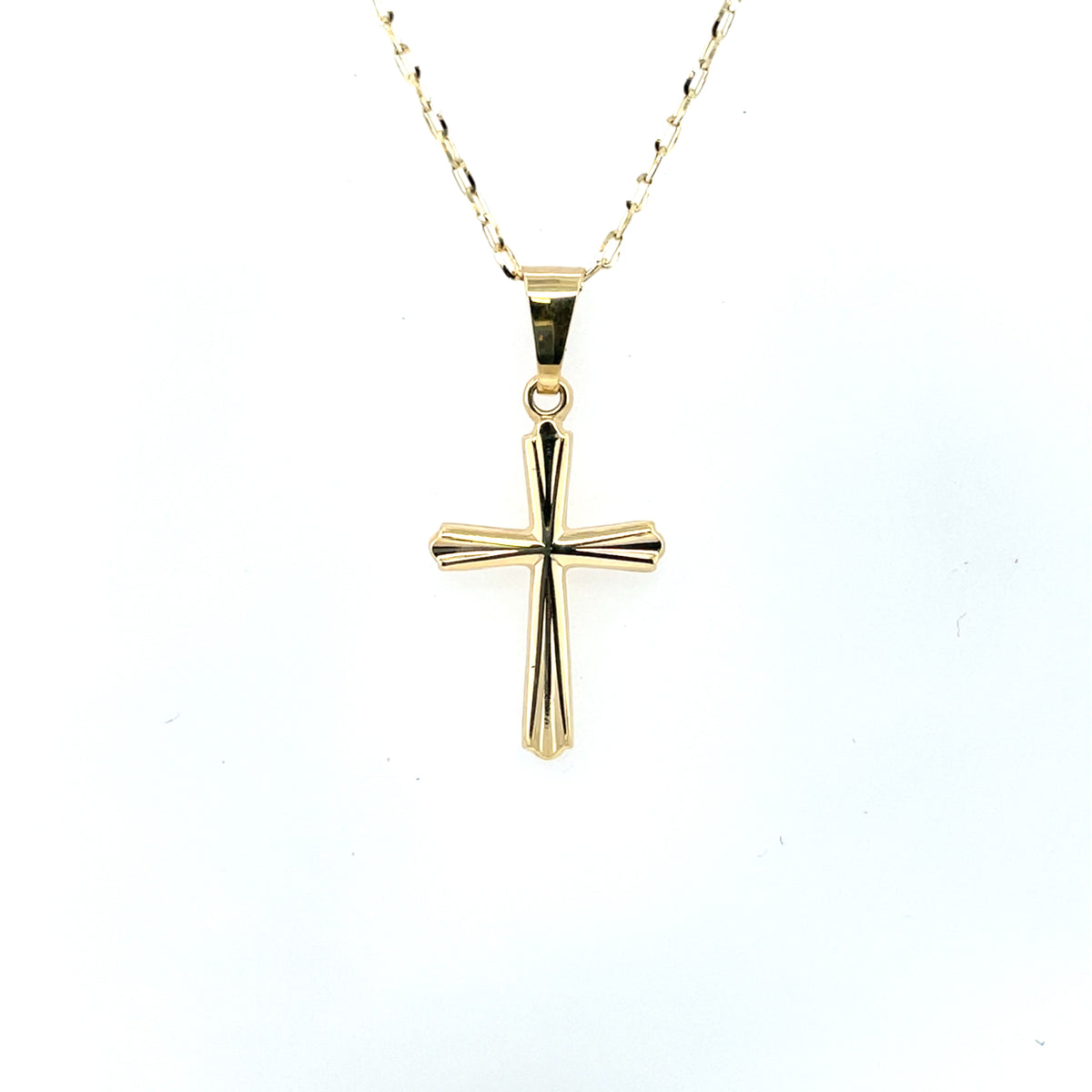 9ct Yellow Gold Small Fluted Cross GP873