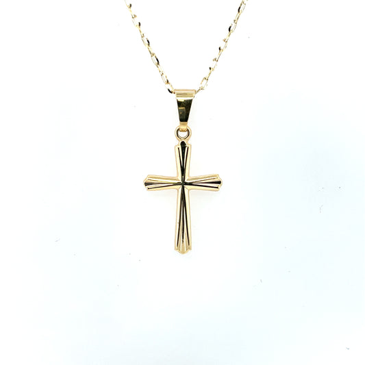 9ct Yellow Gold Small Fluted Cross GP873