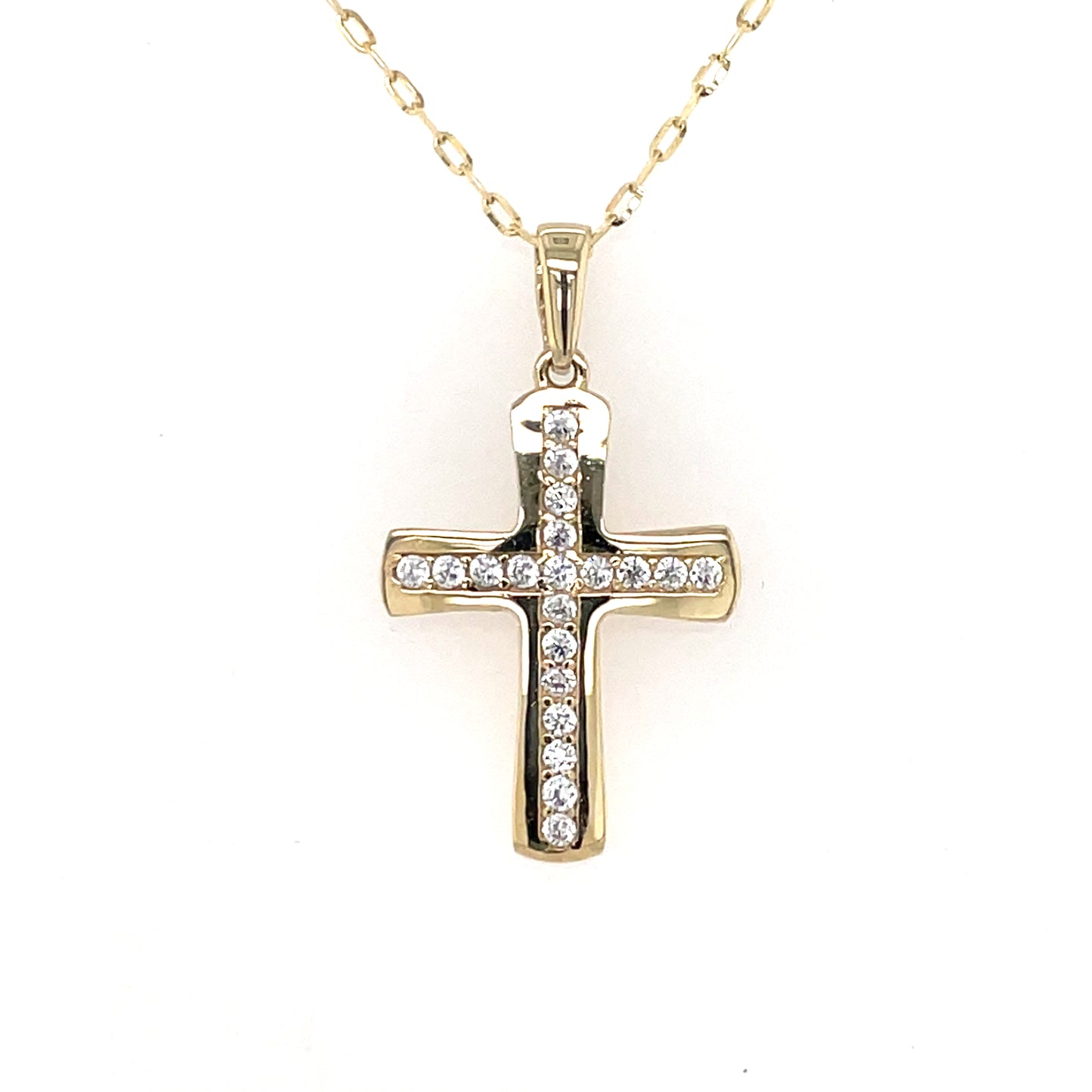 9ct Yellow Gold Channel-set CZ Cross GPZ420