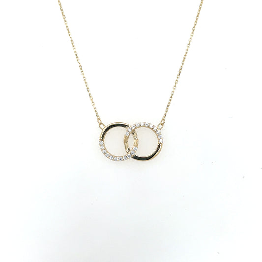 9ct Gold CZ Interlocking Circles Pendant GPZ466