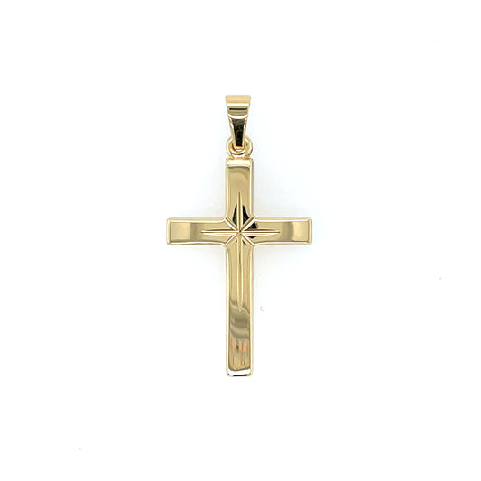 9ct Yellow Gold Polished Star Cross GP864