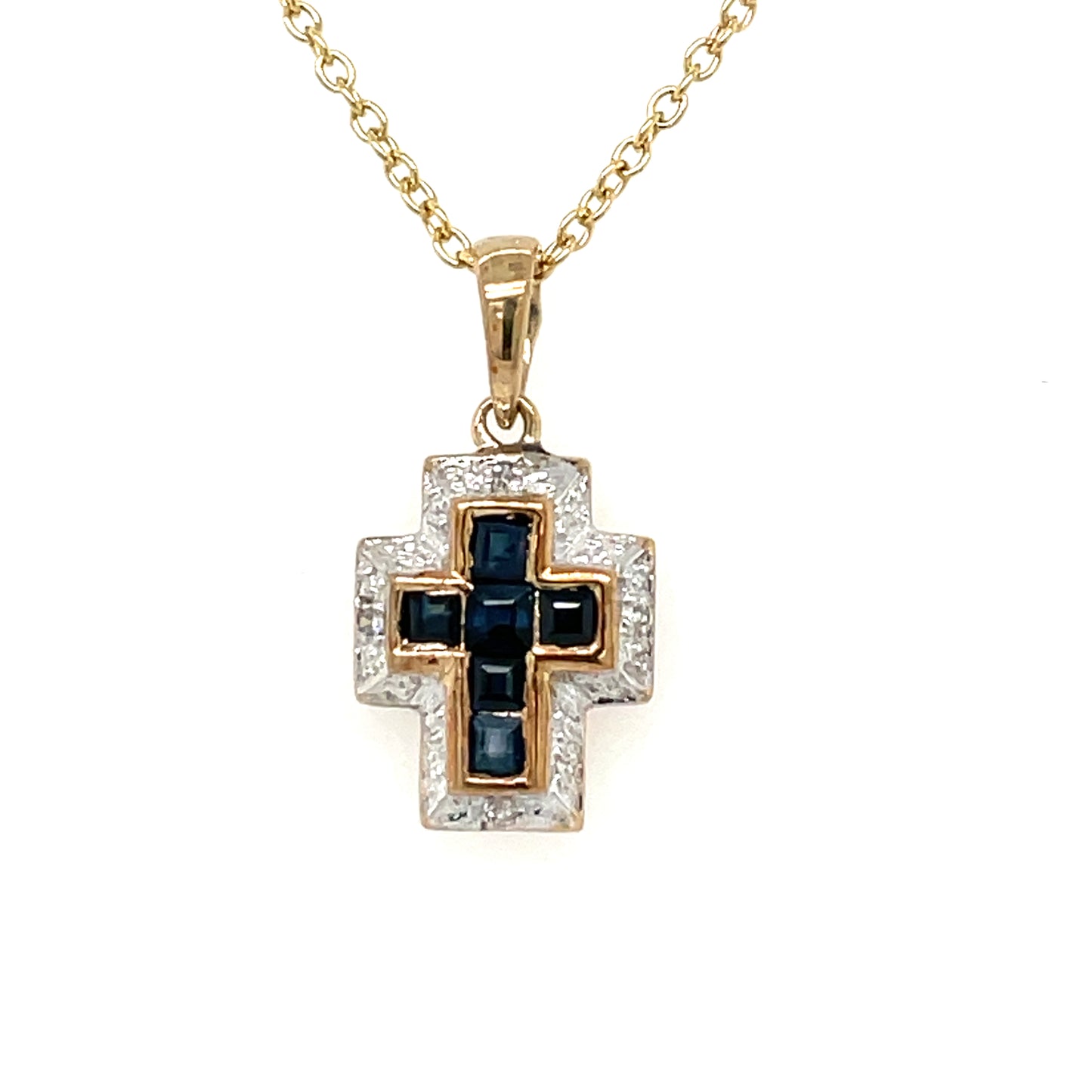 9ct Gold Sapphire & Diamond Cross GPS79