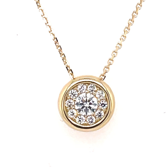 9ct Gold 7mm CZ Round Halo Pendant GPZ396