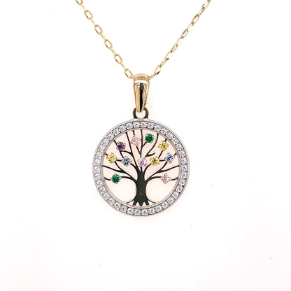 9ct Gold CZ Colour Tree of Life Pendant GPZ400