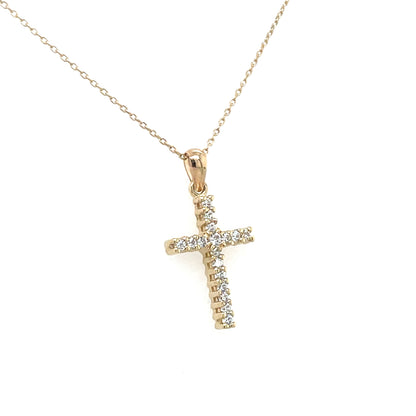 9ct Yellow Gold CZ Cross GPZ426