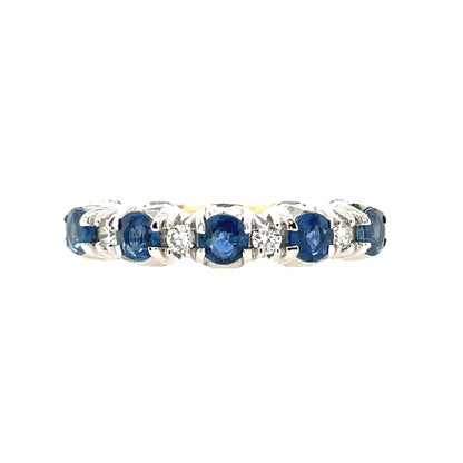9ct Gold Sapphire & Diamond Vintage Style Eternity Ring GRS201