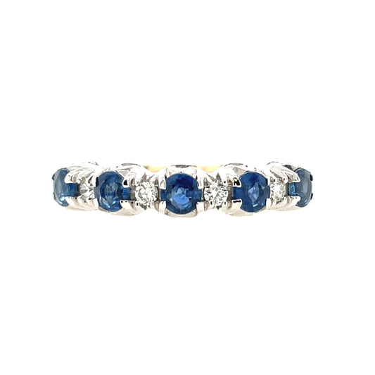 9ct Gold Sapphire & Diamond Vintage Style Eternity Ring GRS201