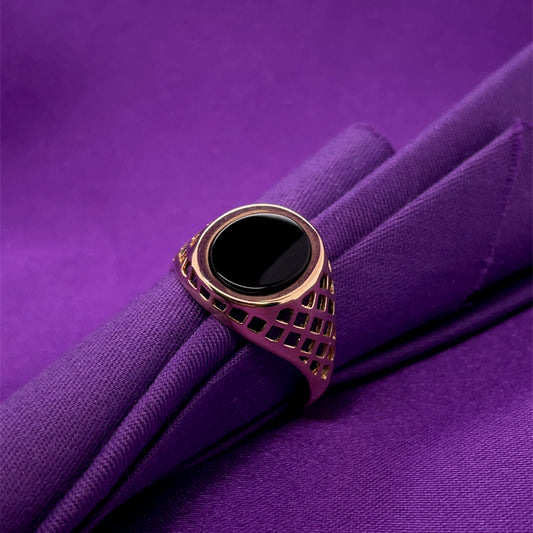 9ct Gold Gents Oval Onyx Ring GR119