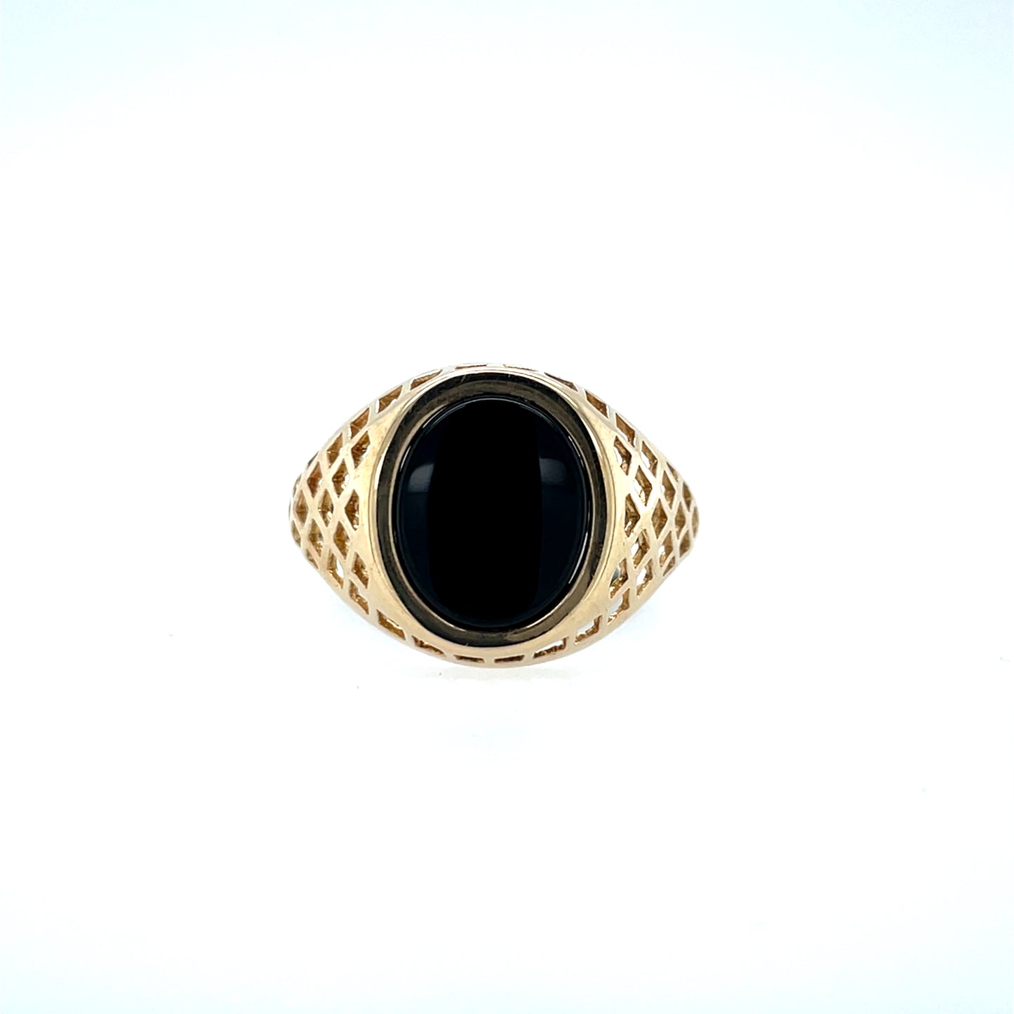 9ct Gold Gents Oval Onyx Ring GR119
